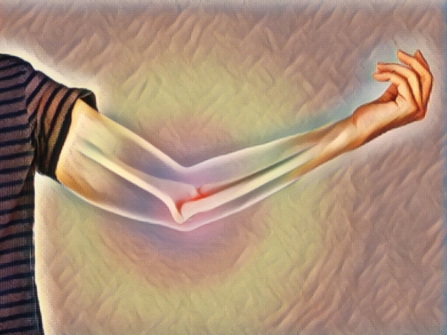 elbow bones injury in gray background
