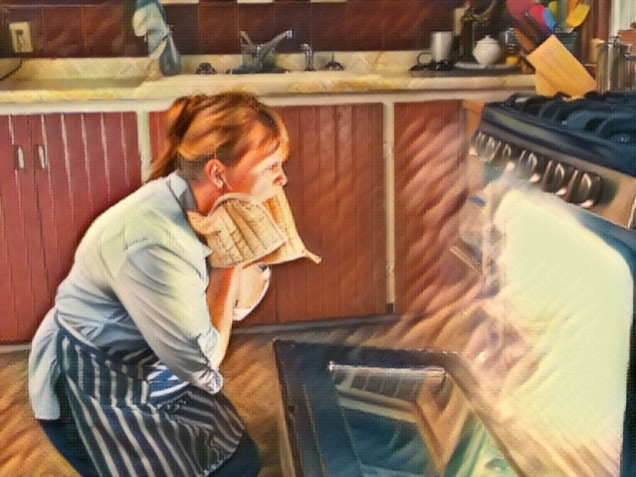 A woman is shocked and surprised as she discovers her dinner burning in the oven. Smoke and flames. mature woman.