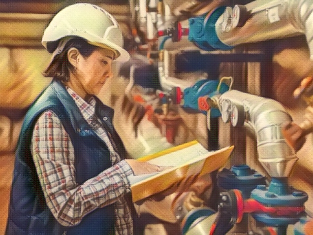 Boiler operator reading documents