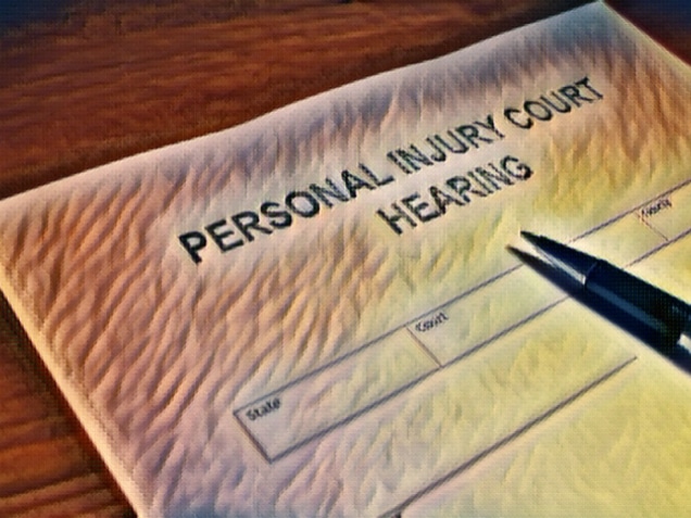 Personal injury court hearing form and pen