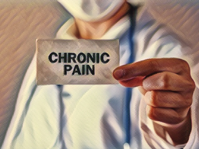 Doctor holding card. Chronic Pain