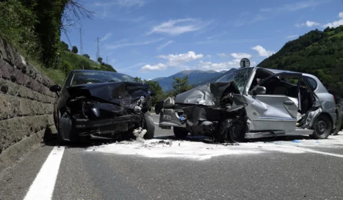 Fatal car crash in the middle of the street.