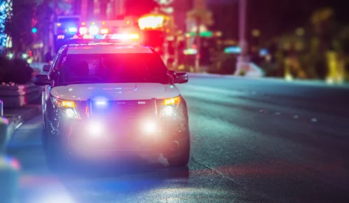 Police car on the street.