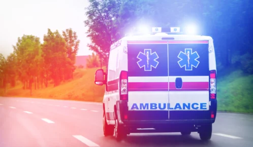 Ambulance on the road.