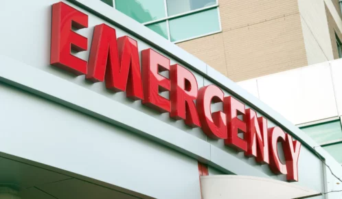 Emergency sign in the hospital.