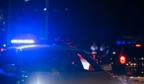 Police car in the street.