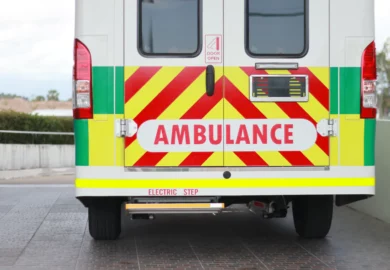 Tail end of an ambulance.