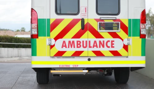 Tail end of an ambulance.