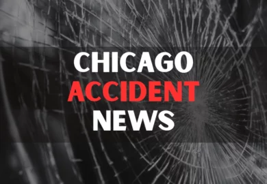 Glass broken cracks splinters in front of car.