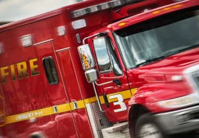 Speeding fire truck.