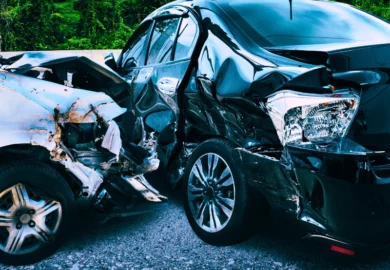 Car crash accident on the road. passenger injuries in T-bone accidents