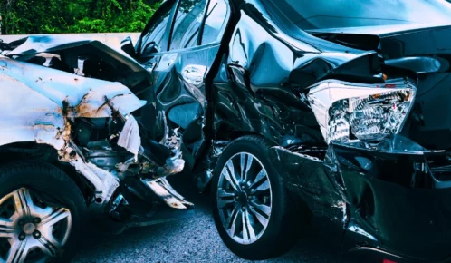 Car crash accident on the road. passenger injuries in T-bone accidents