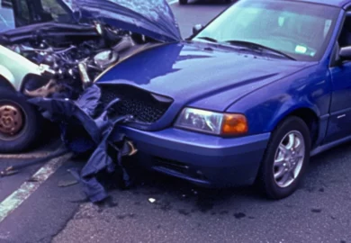 Car collision in the intersection. left turns are a leading cause of accidents