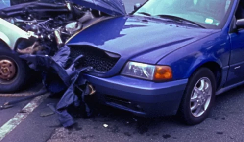 Car collision in the intersection. left turns are a leading cause of accidents