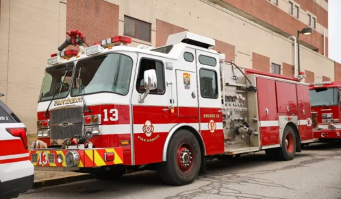 Fire truck with number 13 on the side.