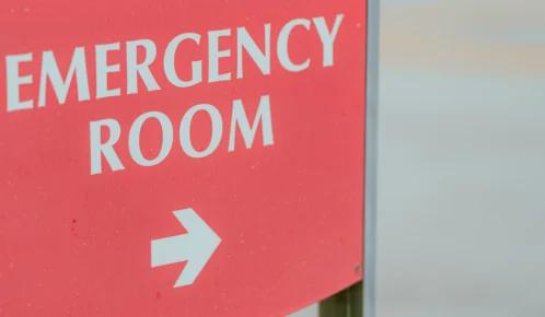 Emergency Room text written on a red board.