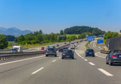 Multiple vehicles on the highway.