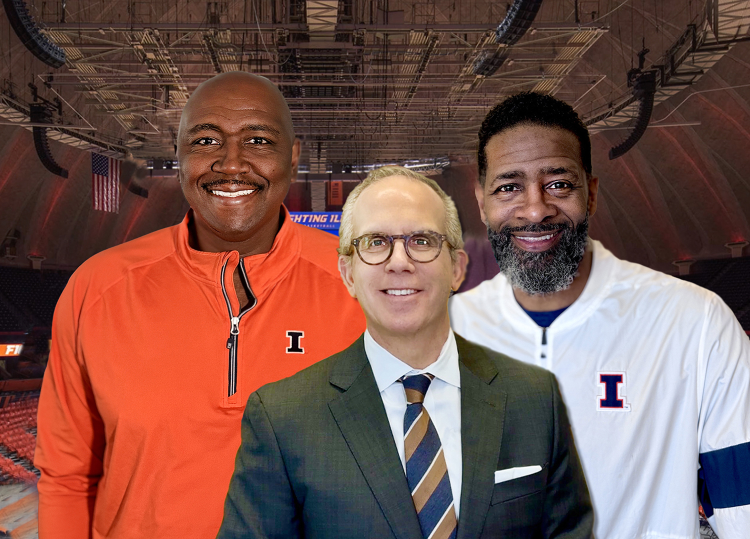 Howard Ankin with Deon Thomas and Kendall Gill at Final Four