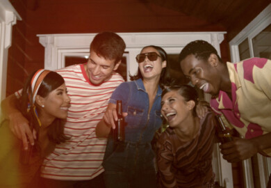 medium shot friends partying together